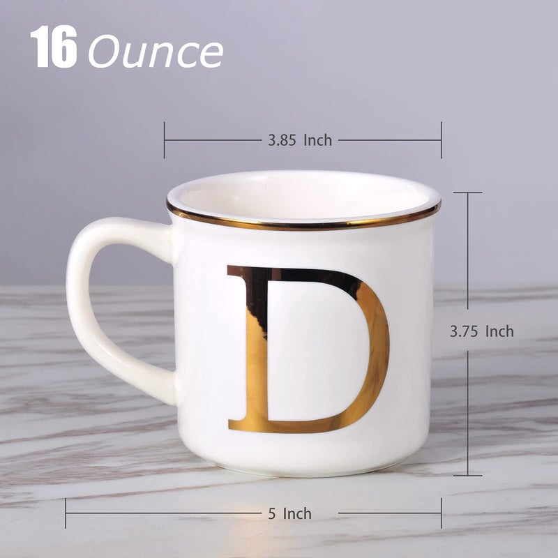Miicol Ceramic Coffee Mug 16 oz, Monogram Coffee Cup, Golden Initial Tea Mug, Personalized Tea Cup, Unique Gift, Large Mug for Home, Office, Letter D - Image 2
